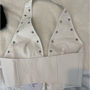 White corset crop top